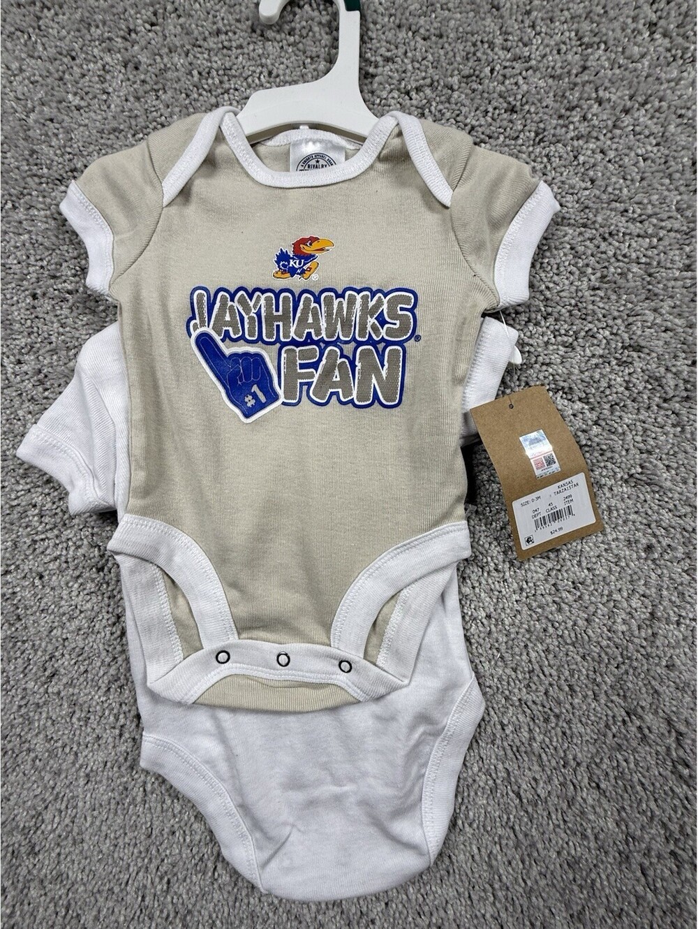 NWT Kansas University Infant One Piece Outfit 2 Pack Size 0-3 Months